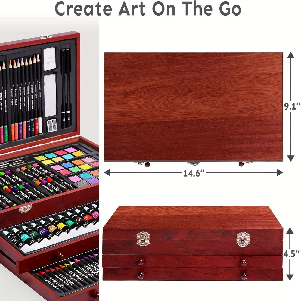 175-Piece Deluxe Art Set in Wooden Case with the Listed Color, Size or Set Options for Everyday Use — image 9