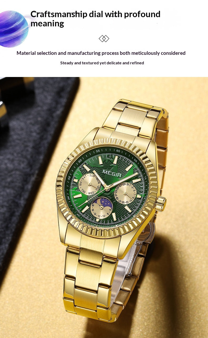 Lunar Phase Business Steel-Strap Waterproof Quartz Men's Watch