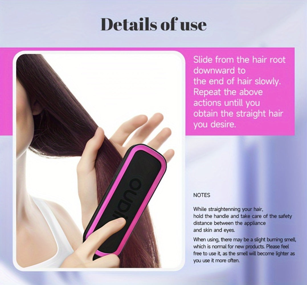6-Setting Ionic Hair Straightener Brush with Fast Heat-Up & Anti-Scald Protection, for Home, Travel and Salon Hair Styling — 