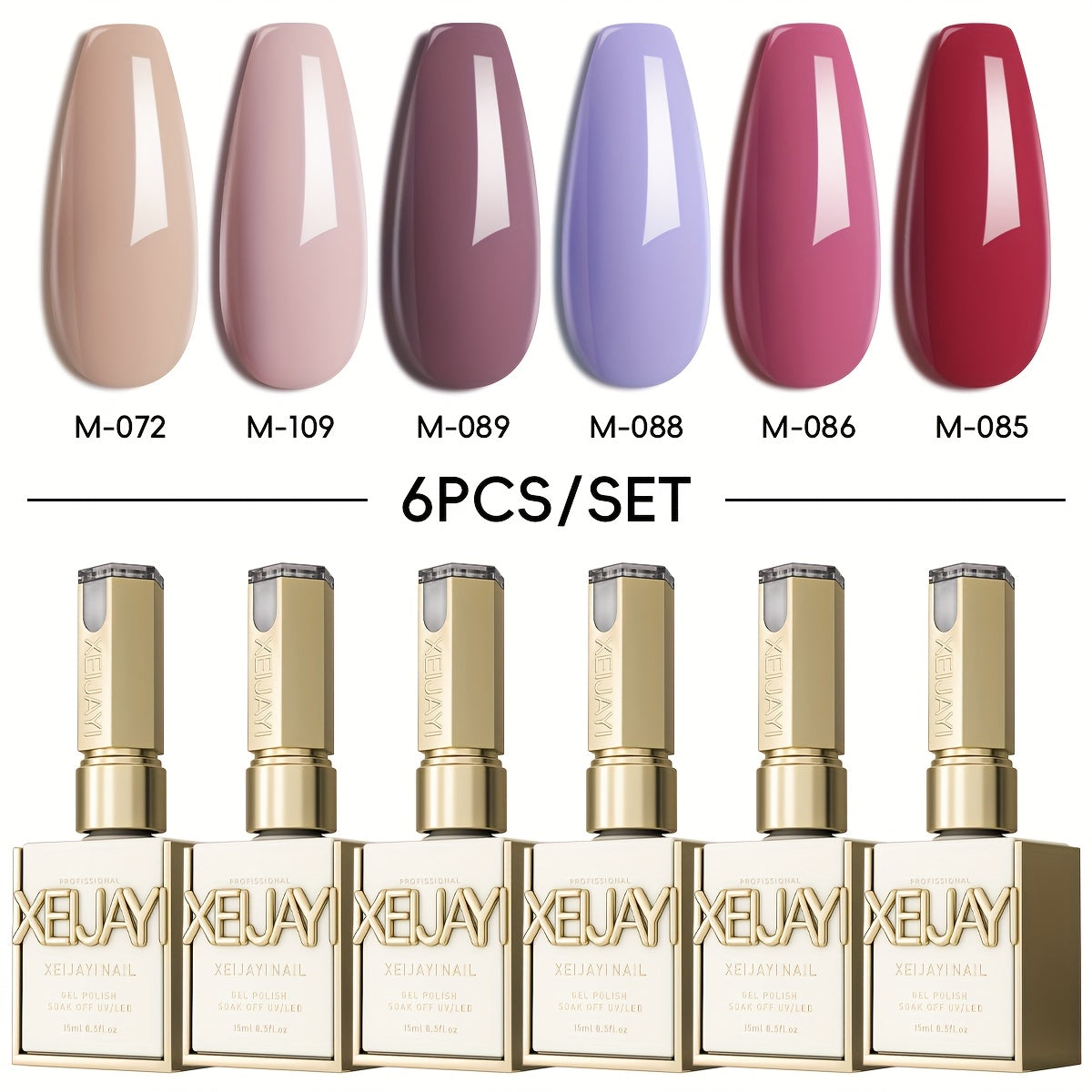 Gel Nail Polish 6-Piece 15ml Rainbow-Candy Frame-Bottle Sets in 7 Numbered Color Palettes for Nail Art — image 17