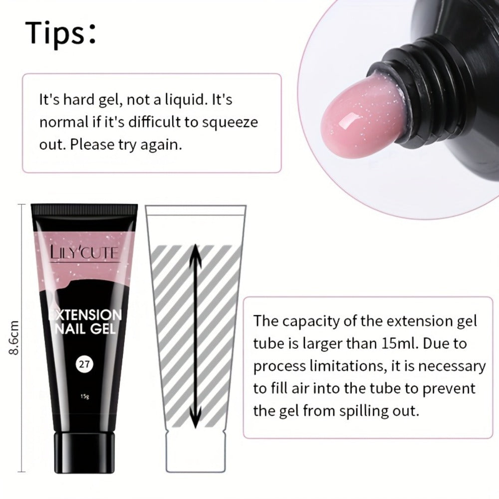Builder Gel Nail Extension Kit – Quick Build UV LED Acrylic Gel in White Nude Pink Crystal for Nail Construction Overlay Scul