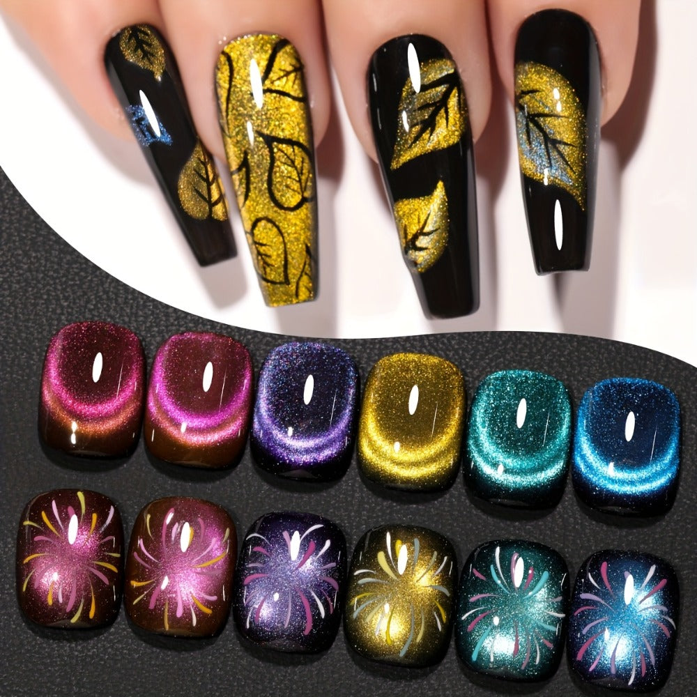 Dopamine Cat Eye Gel Polish Set with Six Magnetic Colors and Photo Frame Bottles for UV LED Nail Art — image 8