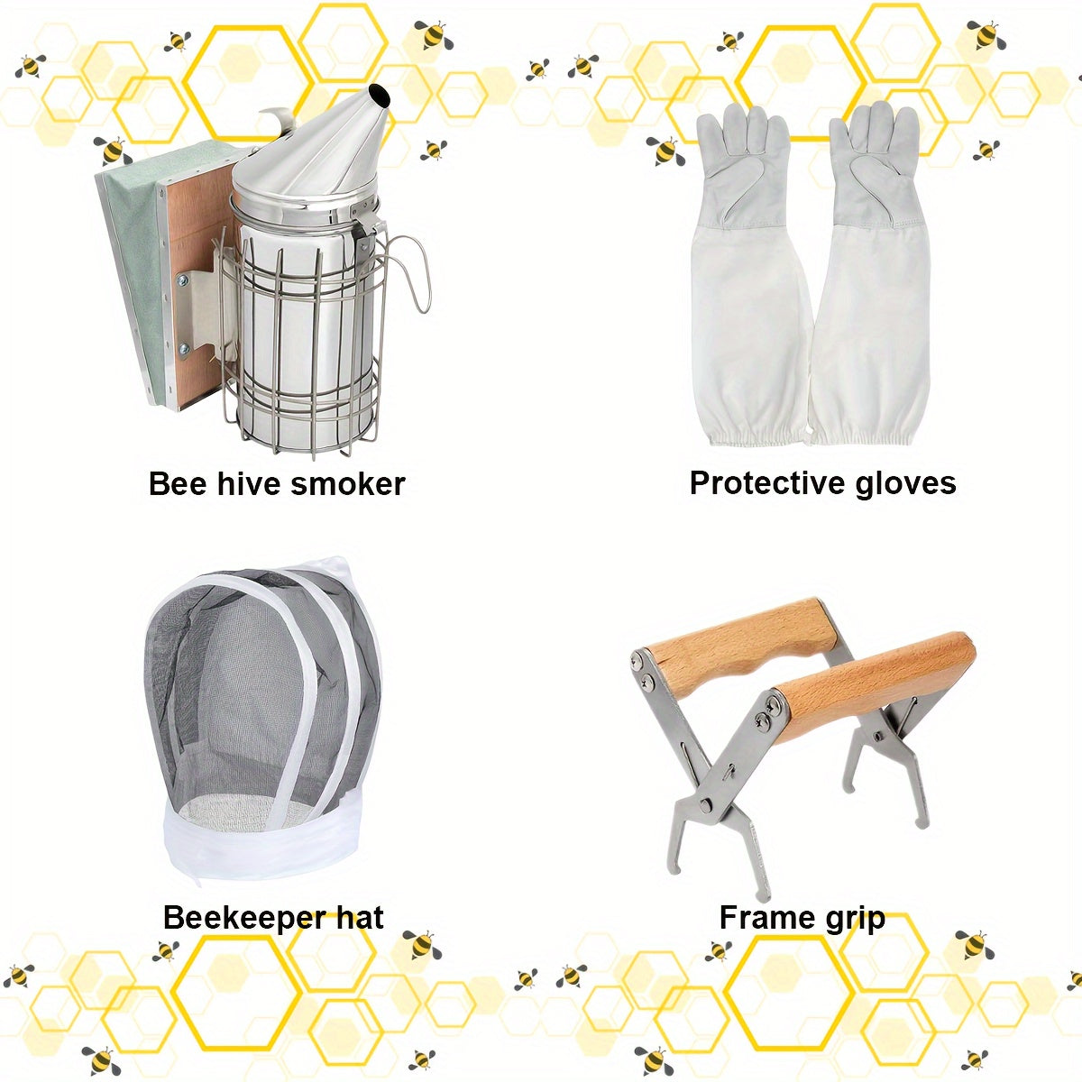 12-Piece Beekeeping Starter Kit with Veil, Gloves, Bee Smoker, Brush, Frame Grip and Hive Tools — image 2