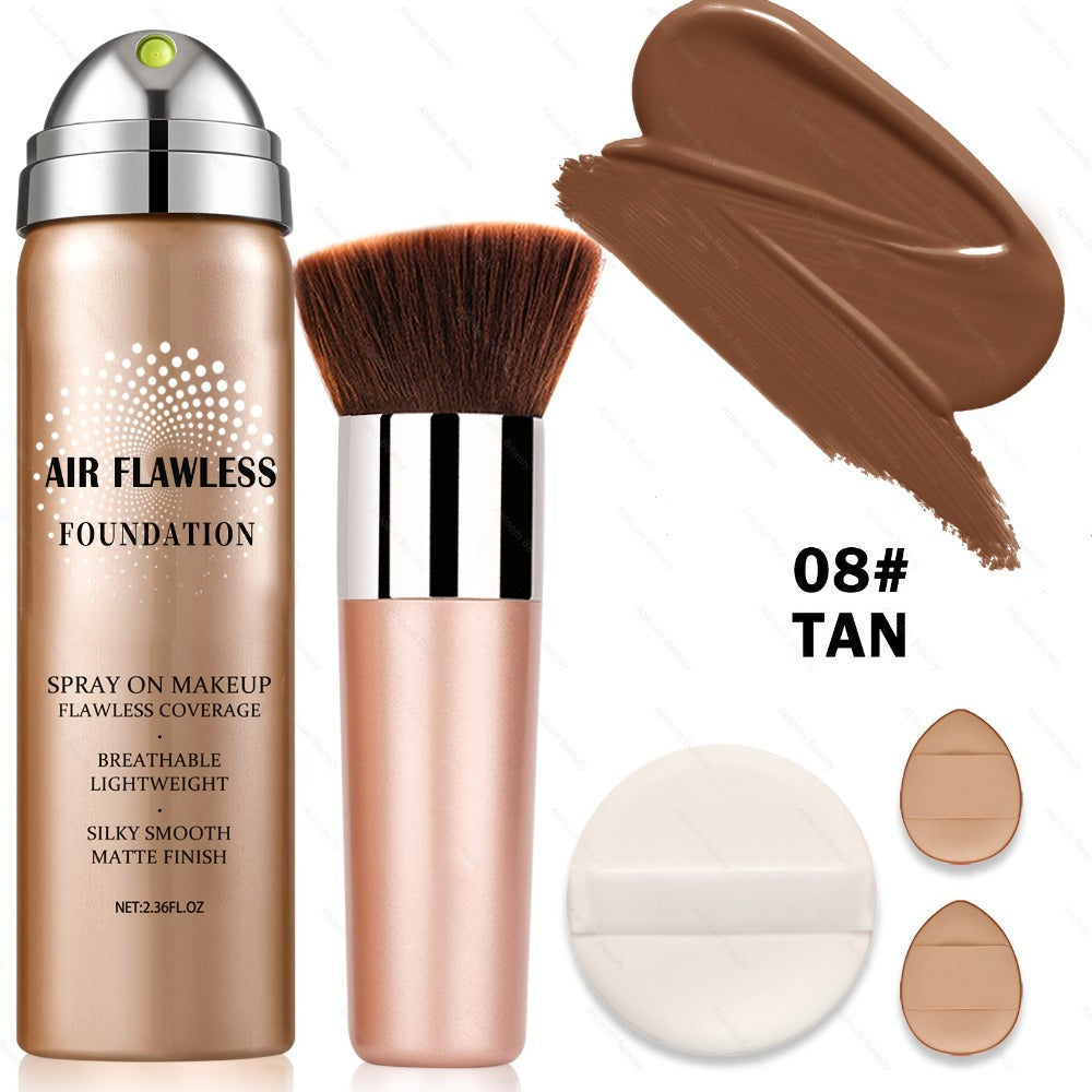 Spray Liquid Foundation and Flat-Top Brush Set with Matte Finish and Eight Numbered Shades — image 13