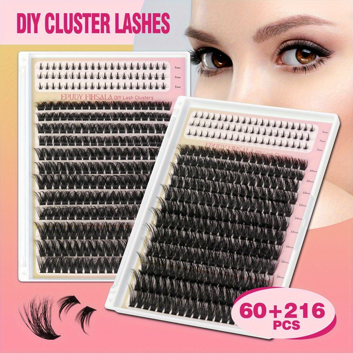 DIY Lash Clusters Gift Set 30D-100D Mixed Length Soft Fluffy Volume Cluster Lashes with Tweezers & Mascara — image 17
