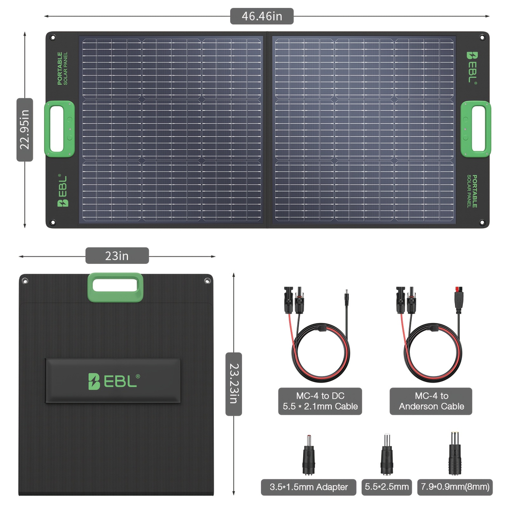[Portable Solar Panel] 100W Solar Panel for Power Station, Portable Solar Panel with 100W, Foldable Design for Backup Power —