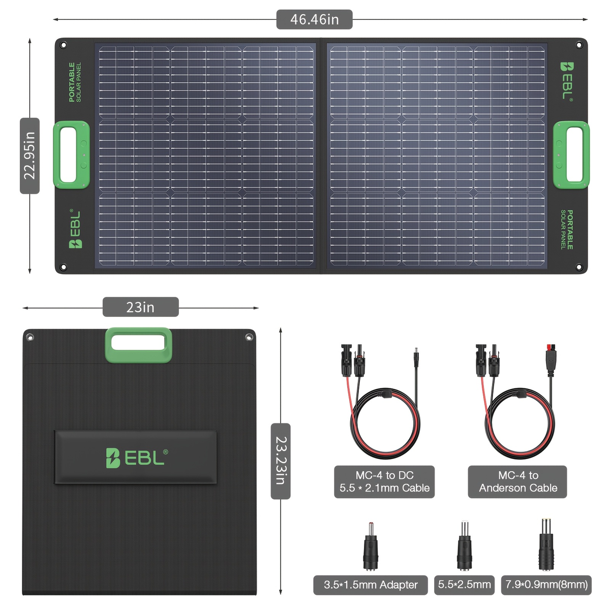 [Portable Solar Panel] 100W Solar Panel for Power Station, Portable Solar Panel with 100W, Foldable Design for Backup Power —