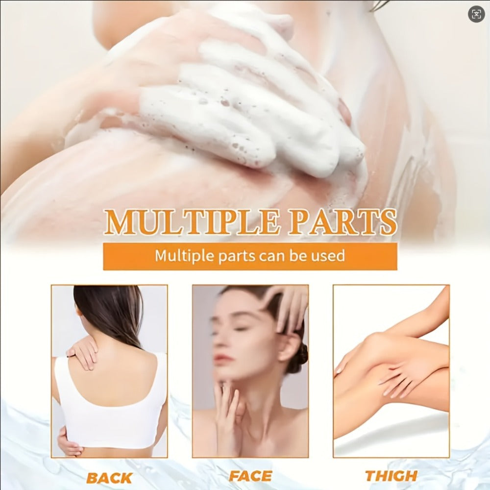 Turmeric and Kojic Acid Bar Soap, Four-Piece Orange Bar Set with Included White Foaming Mesh Net — image 4