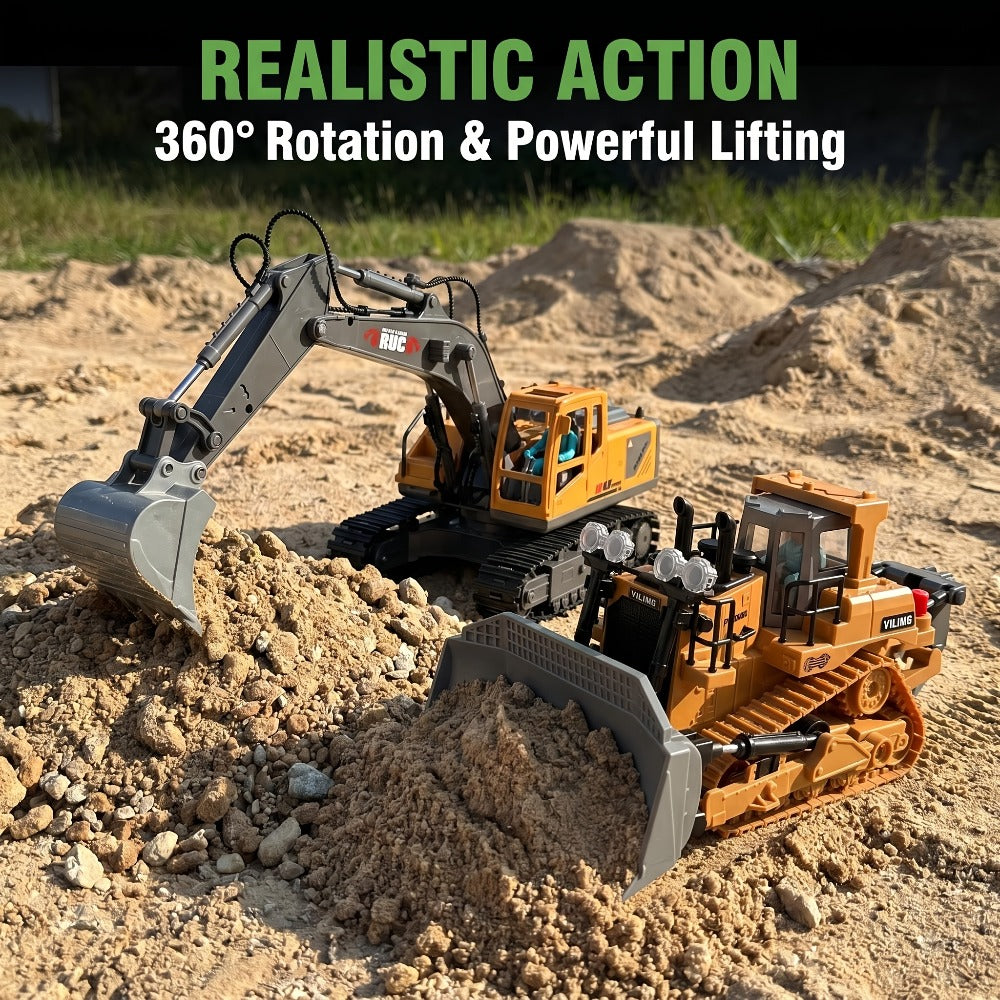 RC Bulldozer 1:24 Scale Alloy with 680° Rotation & Working Arm, 2.4GHz Remote Control Construction Vehicle for Kids — image 8