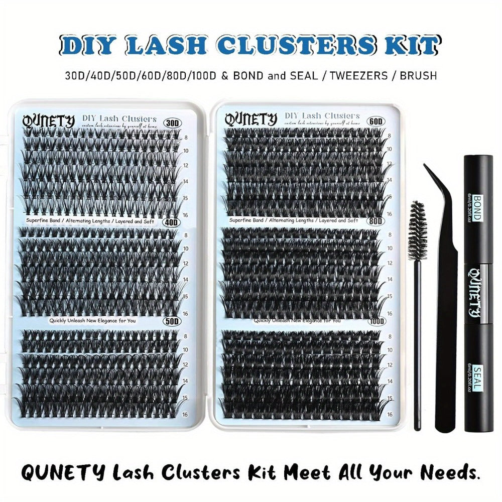Complete 720-Piece Handmade Cluster Lash Kit with Glue & Tweezers, 30D to 100D, 6 Styles & Lengths — image 9