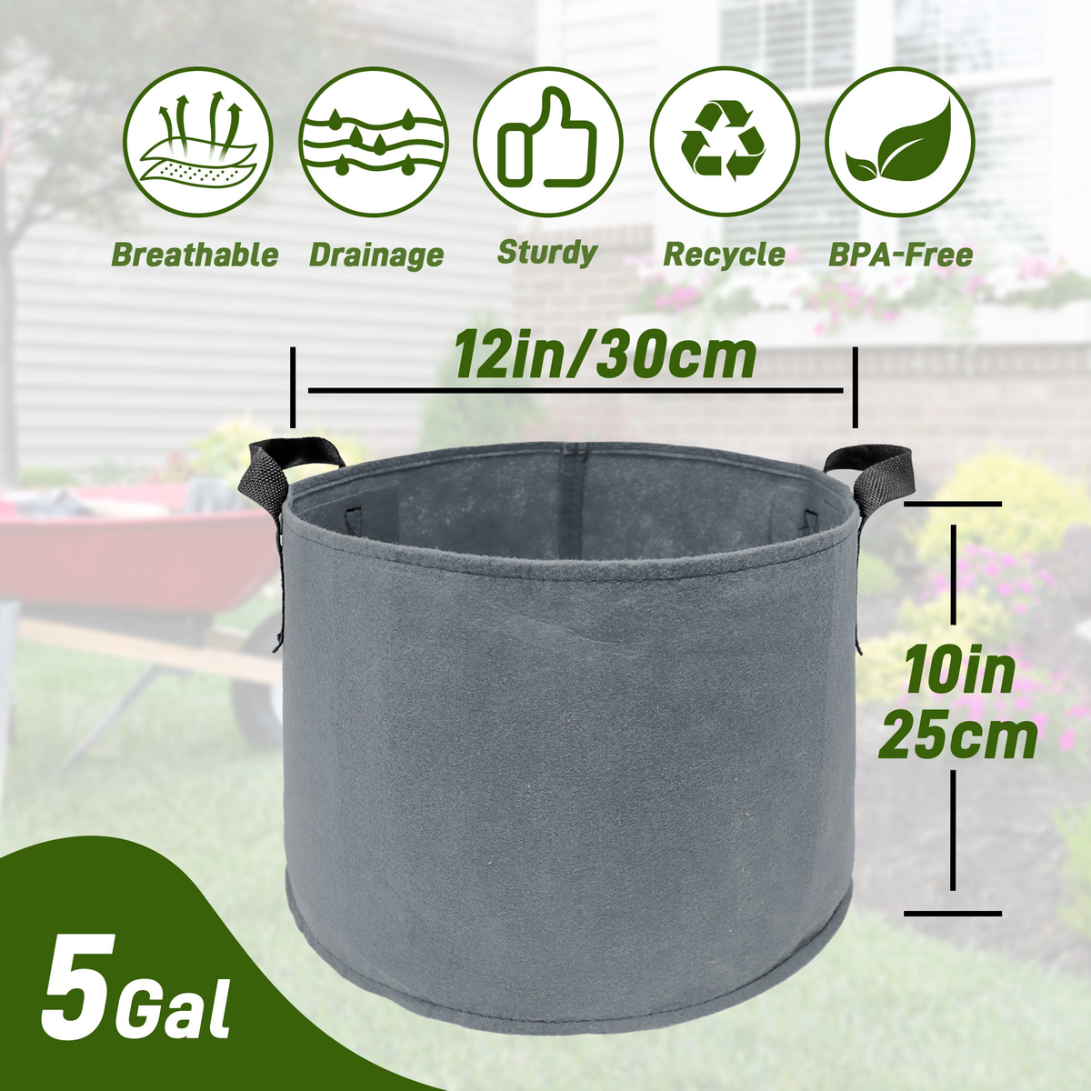 5/7/10/15 Gallon Plant Grow Bags, 7Pack Colourful Fabric Planters Plant Pots Garden Bags To Grow Vegetables With Reinforced H