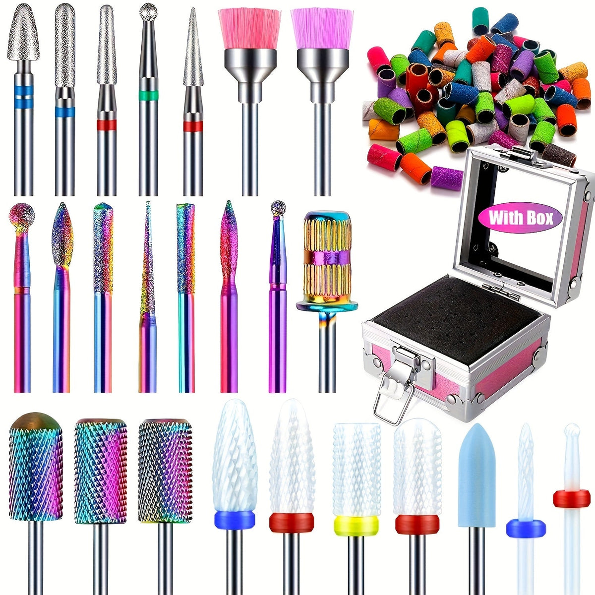 Nail Drill Bit Set Tungsten Steel & Ceramic Grinding Heads with Storage Box for Gel Removal Nail Enhancement — image 13