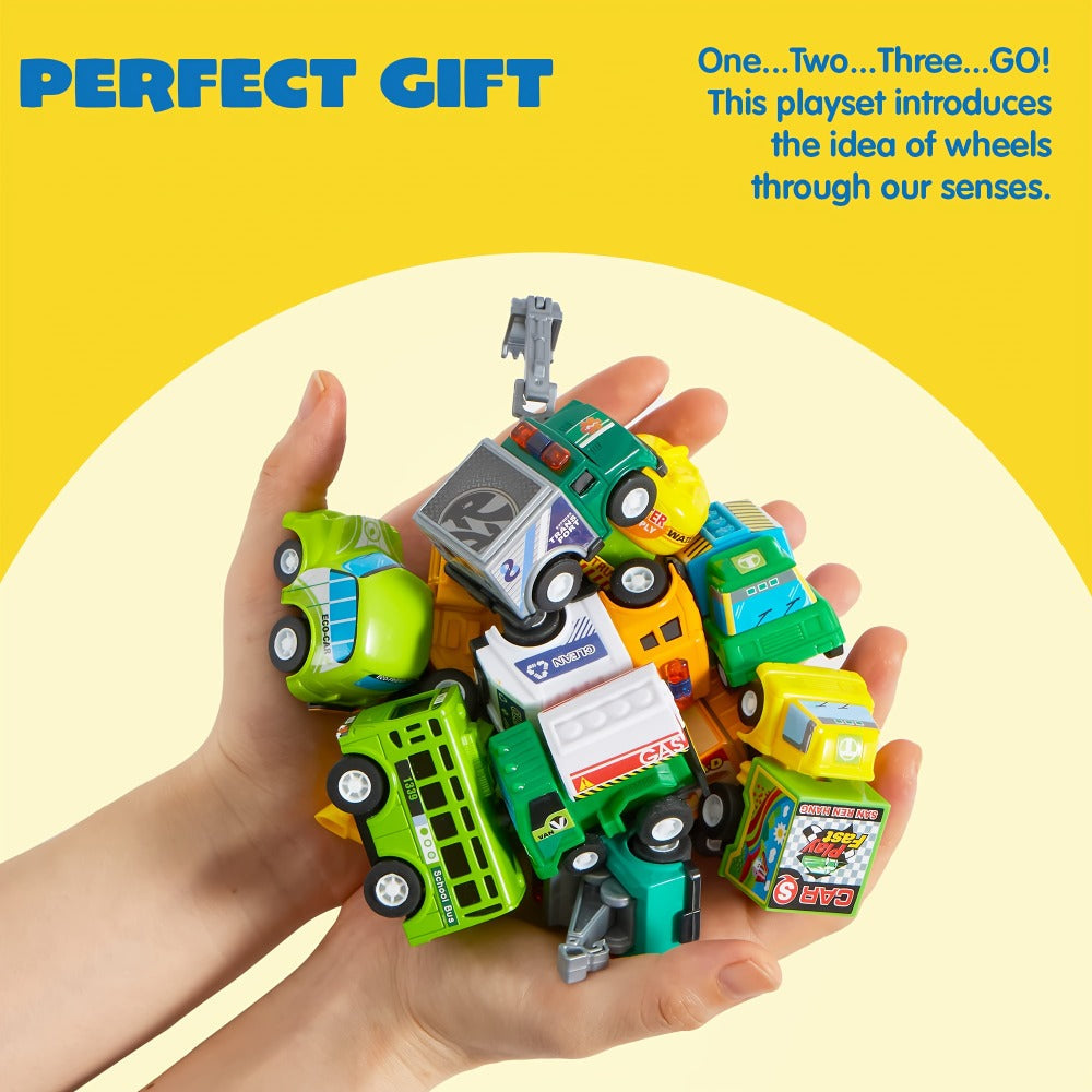 25PCS Pull Back Cars & Trucks Toy Vehicle Set for Kids, Fire Truck, Police Car, School Bus & More — image 6