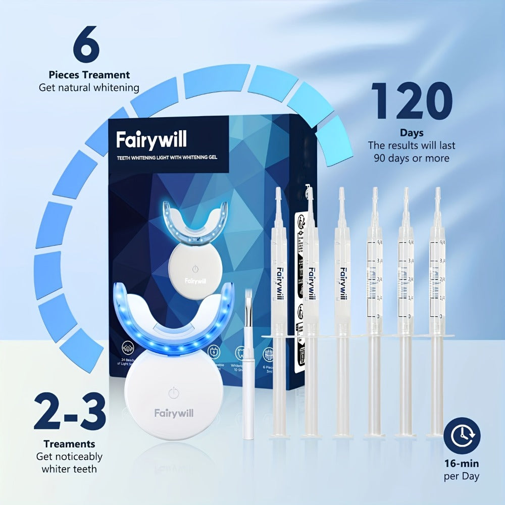 Carbamide Peroxide Teeth Whitening Kit with LED Accelerator Light – 6 Gel Tubes 3ml Each, Whitening Tray & Storage Case — ima