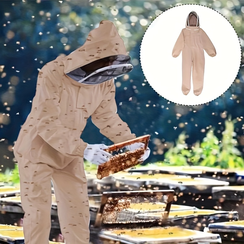 Full Body Bee Suit 3-Layer Breathable Veil Hood Gloves Filter Screen for Garden, Patio and Yard Use — image 8