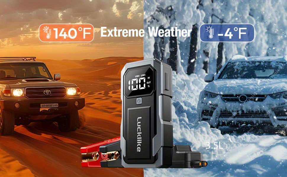 Battery Jump Starter 5000A 3000A Peak for Gas Diesel Engines QC3.0 18W Fast Charge USB-C Recharge for Garden, Patio and Yard 