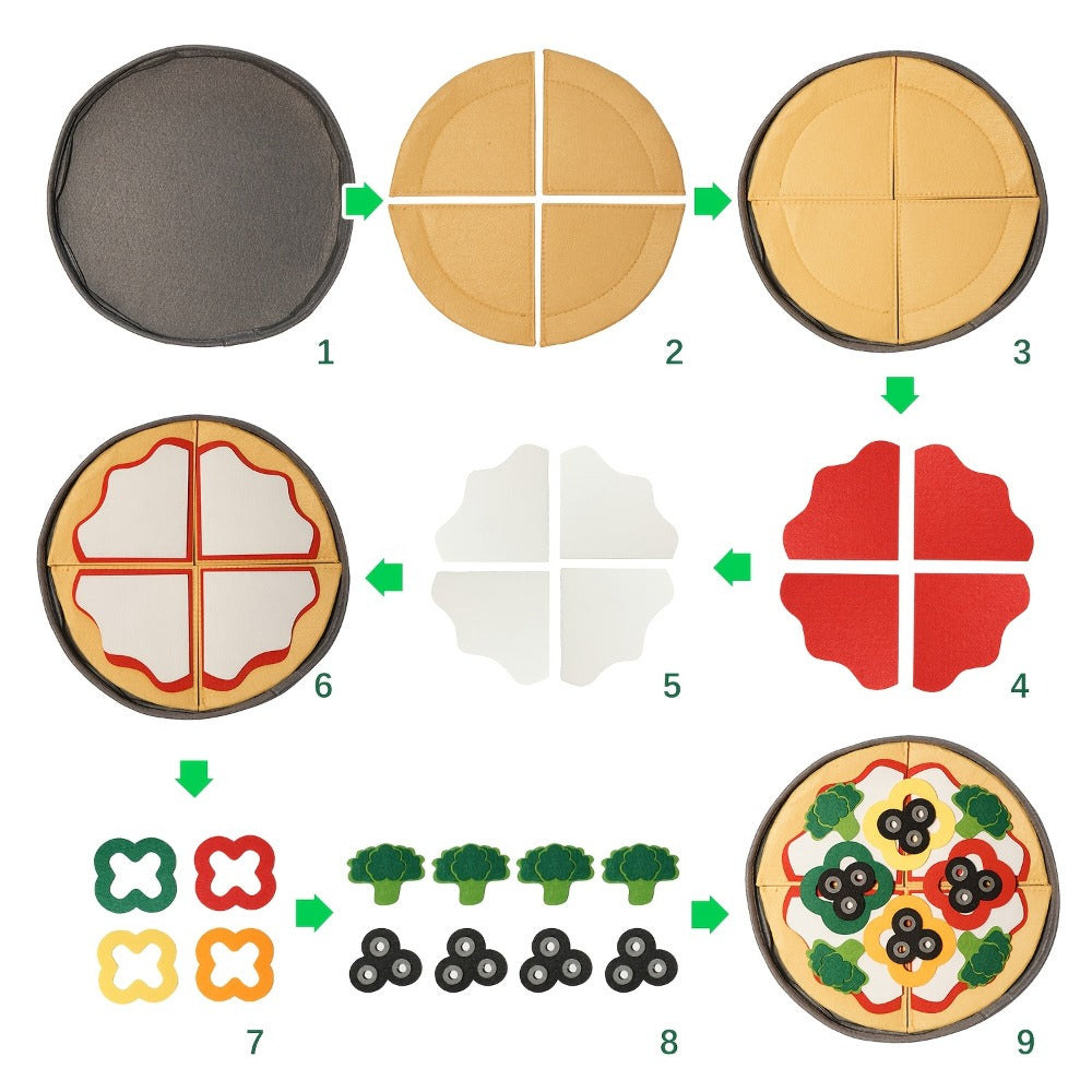 41-Piece Felt Pizza Pretend Play Set with 11.4-Inch Plate, Four Slices and Assorted Toppings — image 7