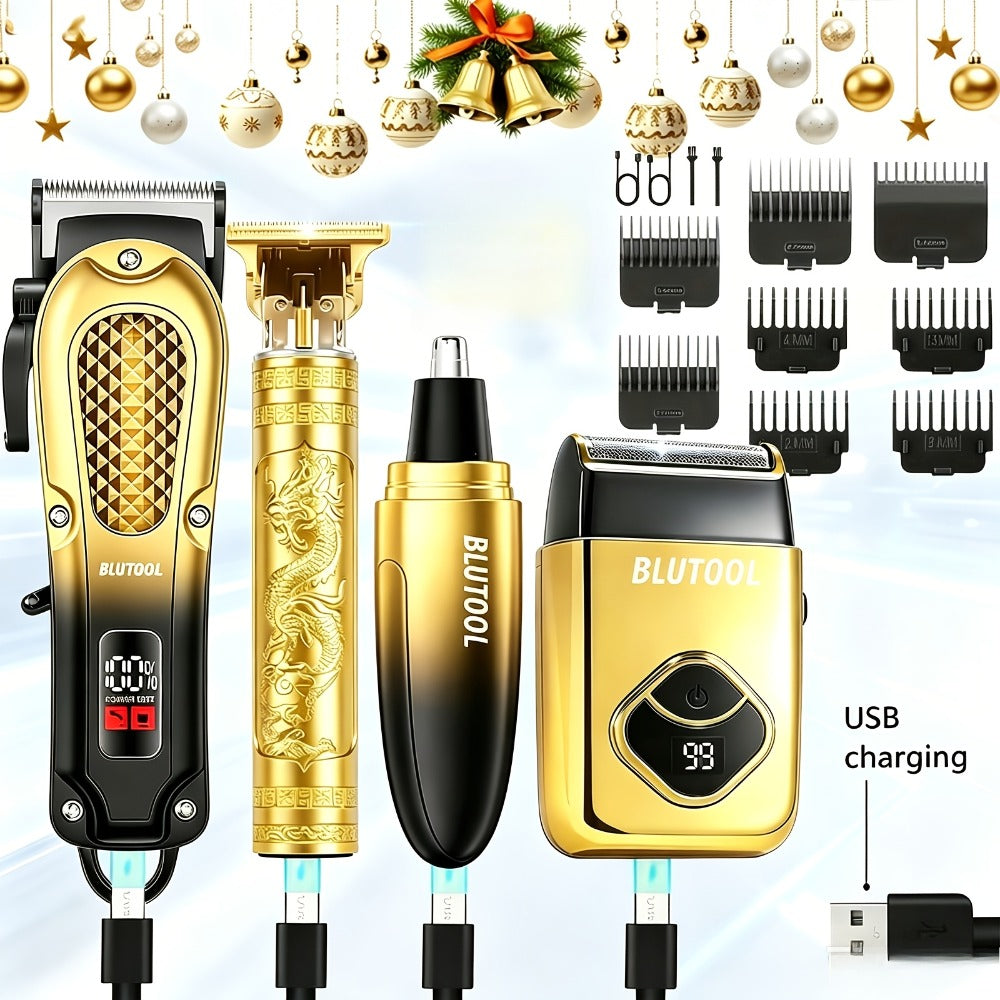 Multi-Piece Hair Clipper Kit for Men – USB Rechargeable Cordless Electric Trimmer Set, 2-Piece & 4-Piece Home Travel Barber T