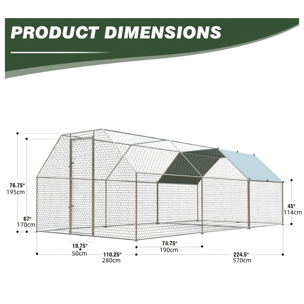 Metal Chicken Run Walk-in Poultry Enclosure with UV Protection - Dome Flat & Spire Roof Styles — image 21