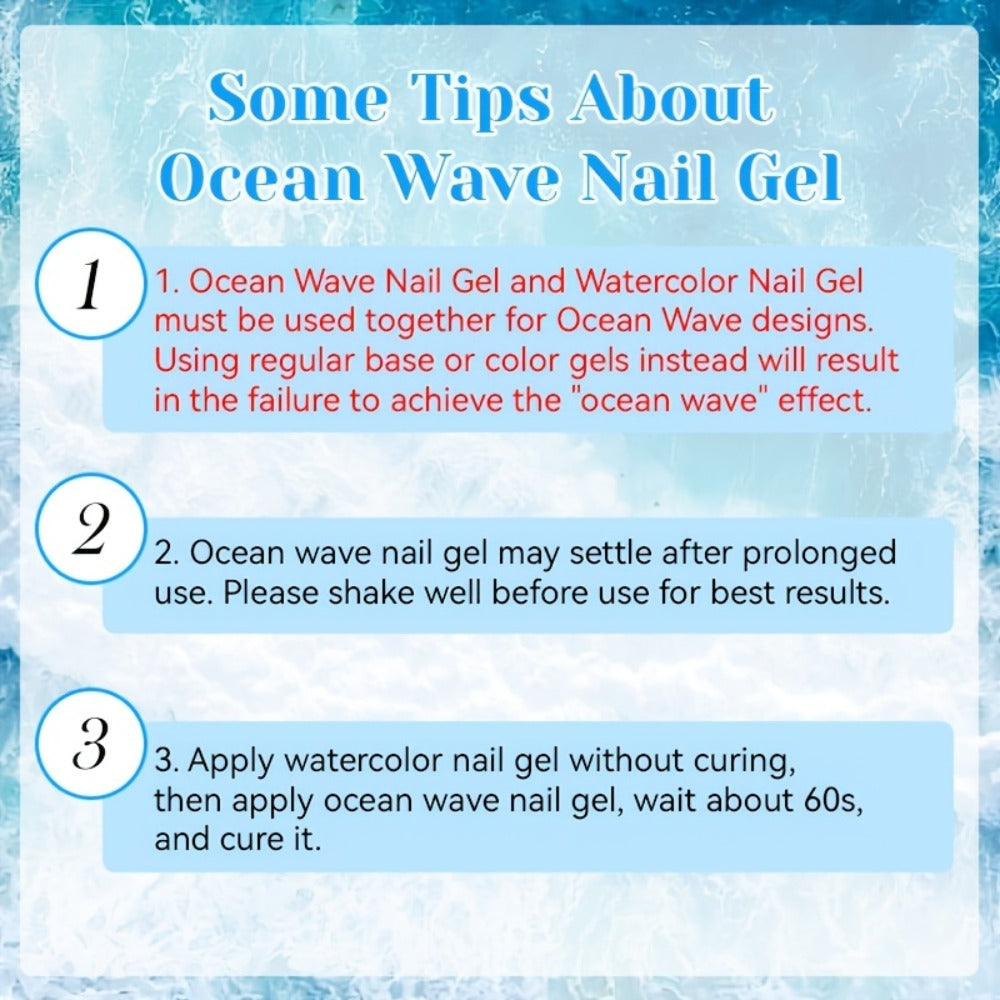Gel Nail Polish NICOLE DIARY 2-Piece Watercolor and Ocean-Wave Set with Two 15ml Bottles for DIY Art — image 6