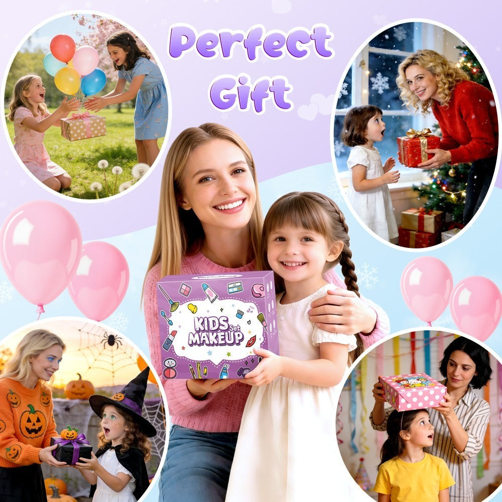 Kids Makeup Set for Girls, 2-in-1 Princess Makeup & Nail Art Kit, Pretend Play Cosmetics with Nail Polish — image 8