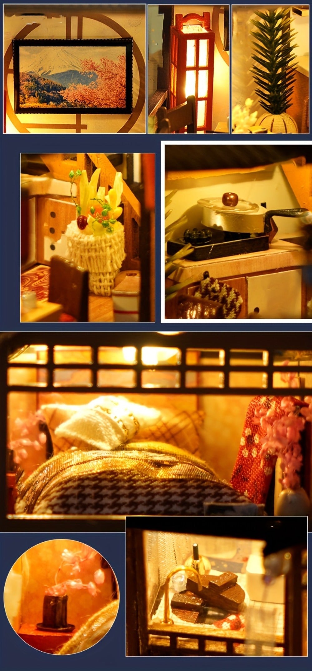 DIY Miniature Dollhouse Kit Sakura Garden Japanese Style, Wooden Tiny House with Tatami Flooring & Furniture — image 14