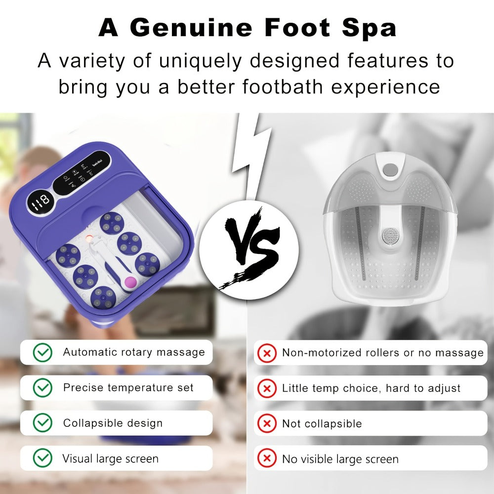 Foot Spa Massager Collapsible with Heater & Temperature Control – Foot Bath with Bubbles, 6 Massage Rollers, Vibration — imag