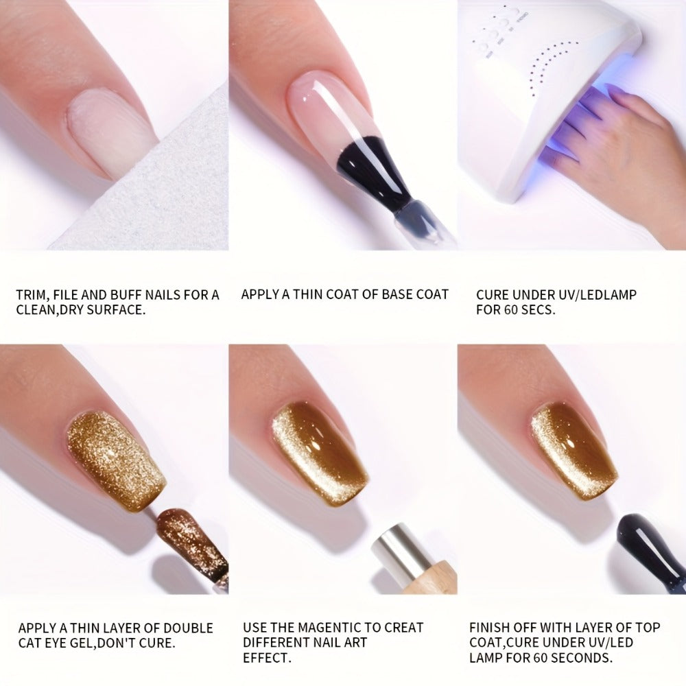 Gel Nail Polish 6-Color Rock-Candy Magnetic Cat-Eye Set with Holographic Reflective Finish — image 10