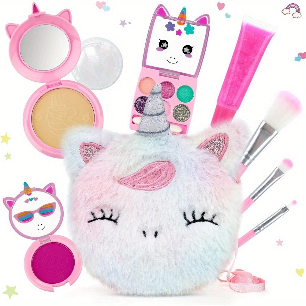 Kids Pretend Makeup Set for Girls Ages 3-12, Princess Cosmetics with Crossbody Coin Purse, Dress Up Role Play Toy — image 1