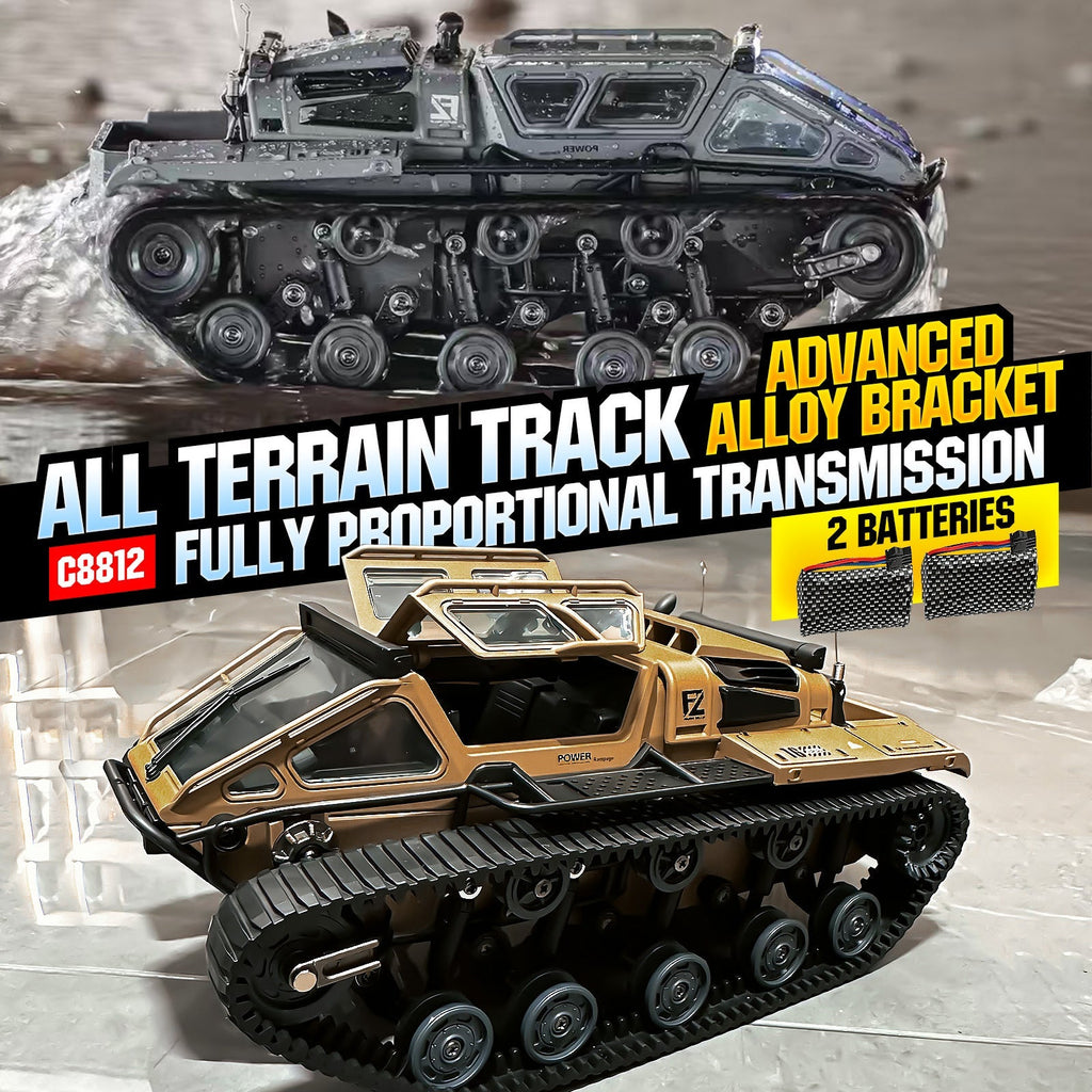 Full-Proportional RC Tracked Tank with LED Lights, Alloy Door Open Military War Vehicle Off-Road Remote Control Tank for Kids