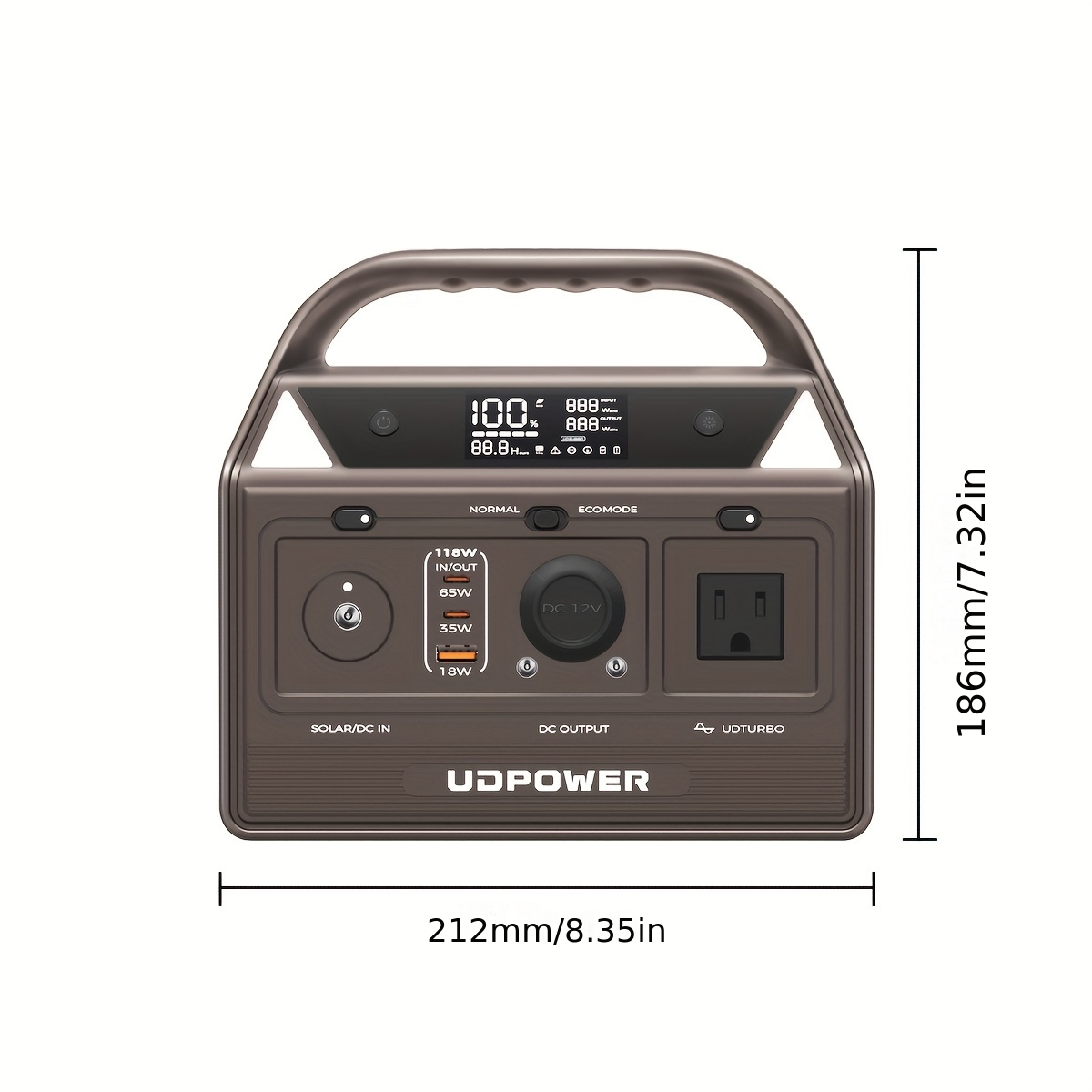 Portable Power Station 595Wh 600W with LiFePO4 Cell Pack, Nine Outputs, USB-C PD and 1200W Surge — image 11
