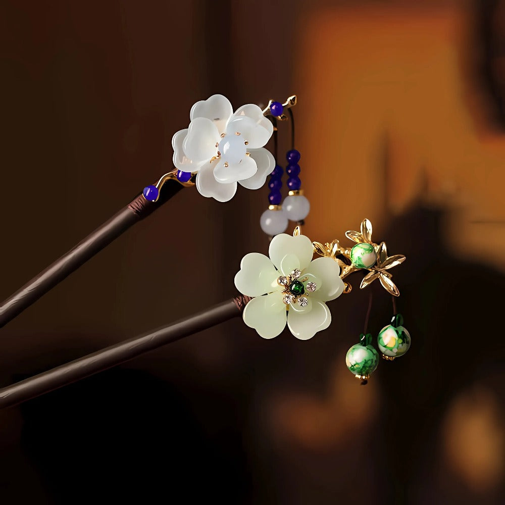 Hair Accessories Five-Piece Wooden Flower Hairpin Set in Mixed Finishes for Buns and Updos — image 3