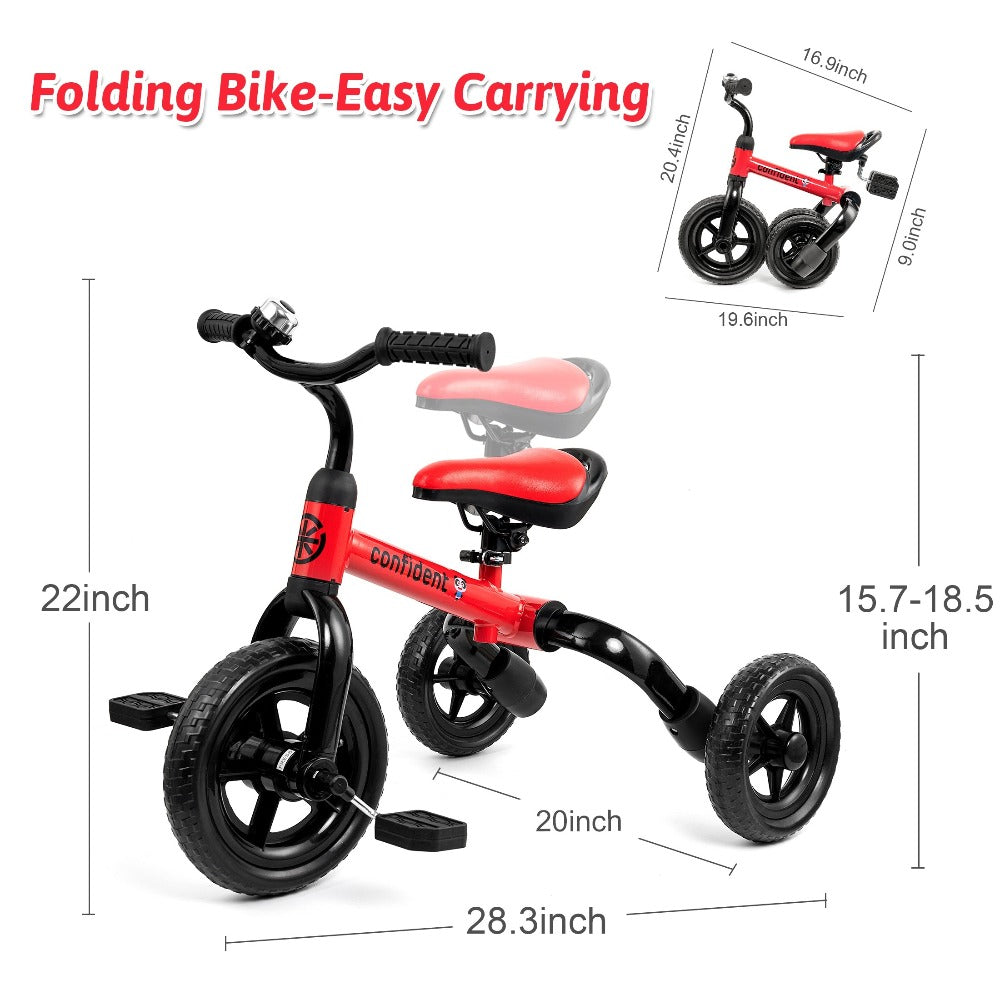 3-in-1 Foldable Toddler Tricycle Balance Bike with Detachable Pedals with the Listed Color, Size or Set Options for Everyday 