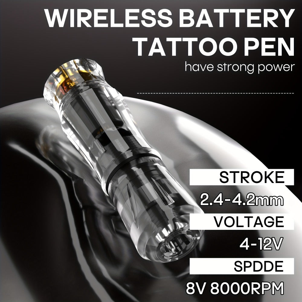Tattoo Machine Kit POSEIDON PS090-161 Wireless Rotary Pen with 1400mAh Battery, Display, 10 Cartridges and 6 Inks — image 2