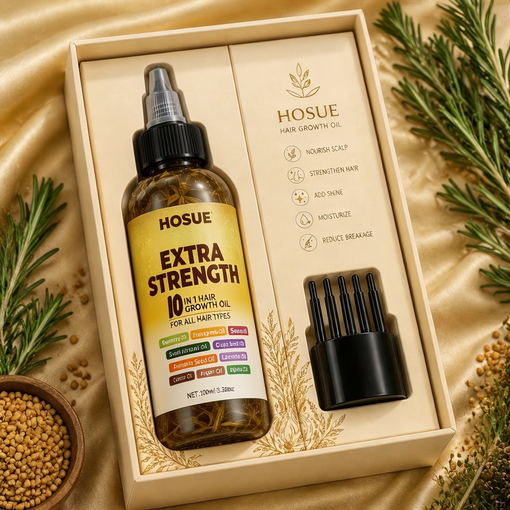 Hair Growth Oil 10-in-1 Botanical Herbal Blend Batana Rosemary Fenugreek Castor Red Onion Ginseng Turmeric Pumpkin Seed Nouri