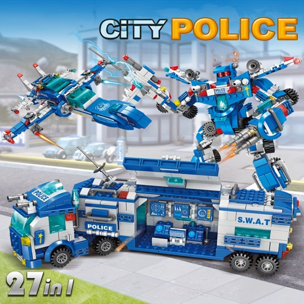 City Police Building Blocks Set 700 Pieces, Patrol Car Truck with Action Figures, Brick Toy for Boys Role Play STEM — image 6
