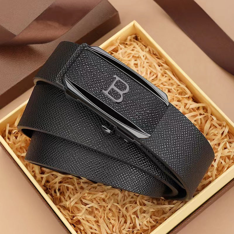 Toothless Automatic Buckle Belt Durable Cowhide Belt