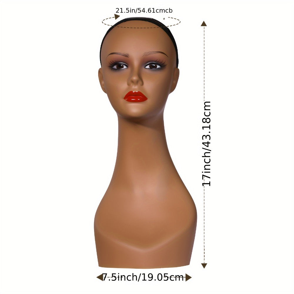 Female Wig Display Mannequin Head 4 Pcs Set Plastic – Hat Necklace Holder Salon Training Practice Retail Store Showcase Hairs