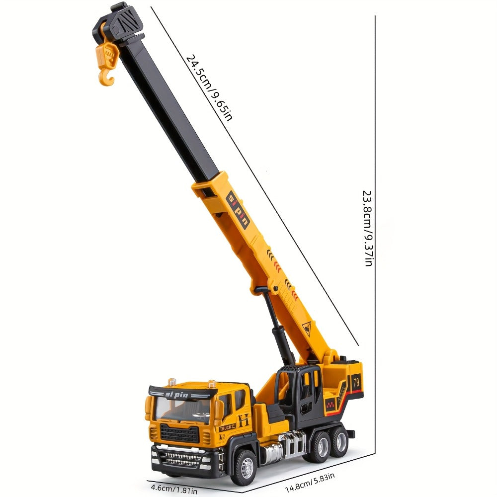 Die-Cast Construction Vehicle Toy Set, Mini Alloy Excavator, Dump Truck, Cement Mixer & Crane Trucks for Toddlers Boys Ages 3