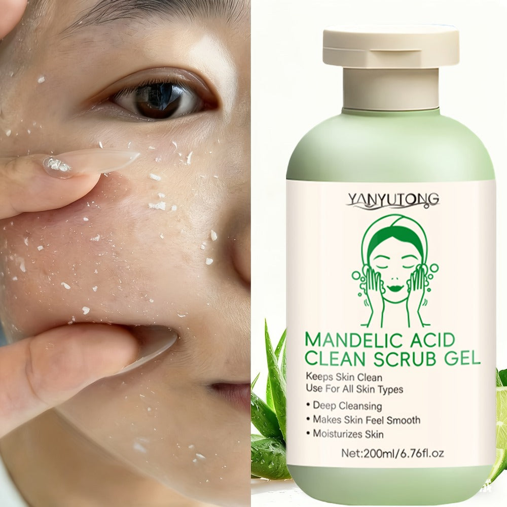 Mandelic Acid Facial Exfoliating Gel in a 200ml Green Pump Bottle for Face and Body Rinse-Off Use — image 1