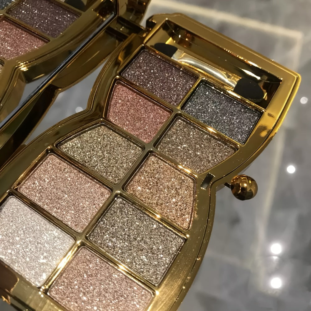 Eyeshadow Palette 10-Shade Gold Bow Compact with Mirror, Dual-Ended Applicator and Three Color Options — image 5