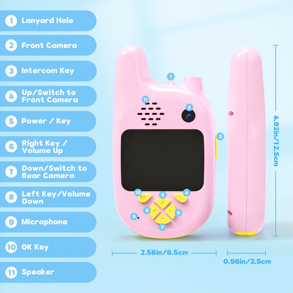 Walkie Talkies, Kids Video 2 Pack Video Call, Voice Changer & Dual Camera, Long Range Outdoor Toy — image 3