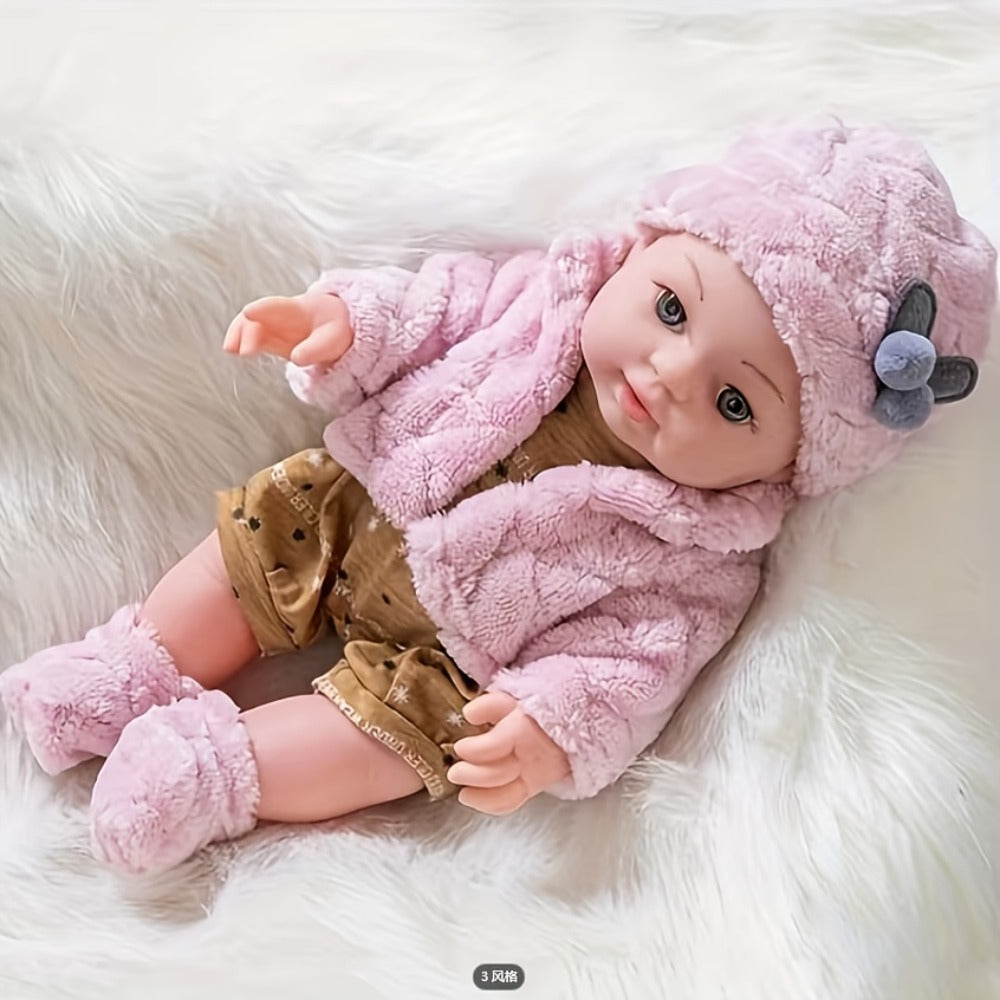 Pink Baby Doll with Open-Eye Face, Pacifier and Textured Outfit Across Three Checkout Style Labels — image 5
