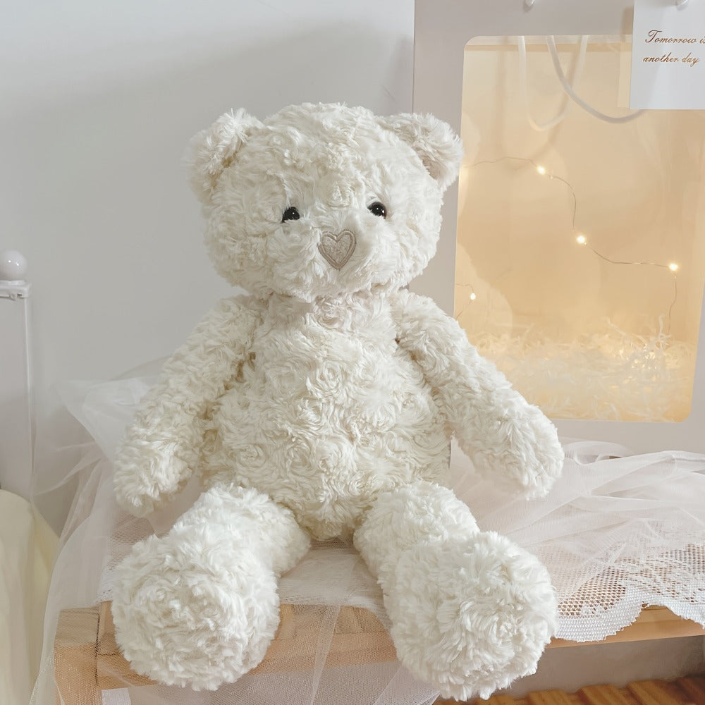 Stuffed Animal White Teddy Bear with Loving Heart Detail, Kawaii Theme and One product details Style — image 1