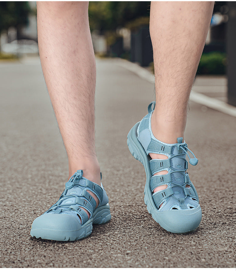 Men's Thick Bottom Toe Cap Beach Upstream Plus Size Outdoor Casual Shoes