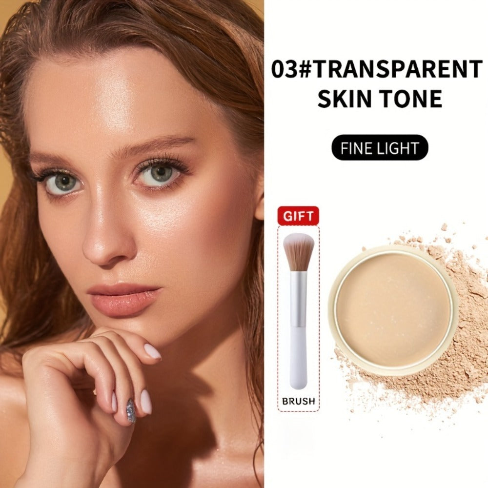 Oil Control Setting Powder Kit with Concealer Puff & Brush – Wet & Dry Dual Formula, Water-Resistant Long-Lasting Matte Finis