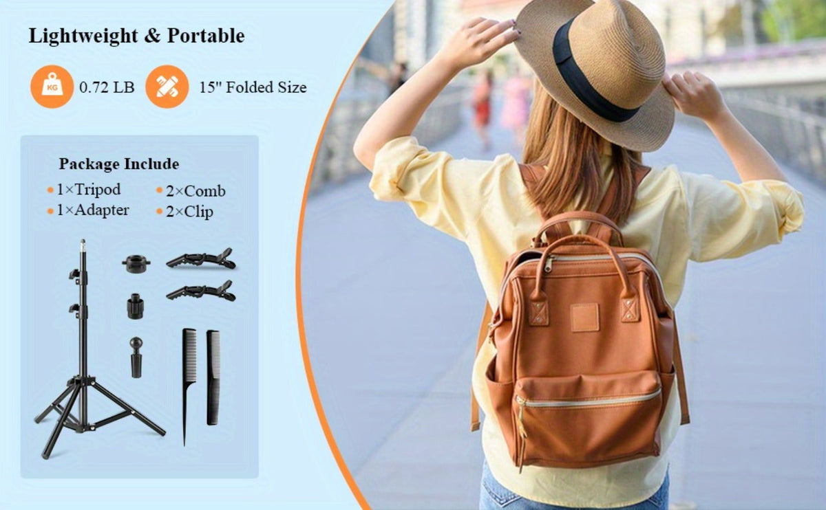 Adjustable Wig Stand Tripod 360 Rotation Aluminum Alloy Height Adjustable to 50 Inch Foldable Portable Mannequin Head Stand f