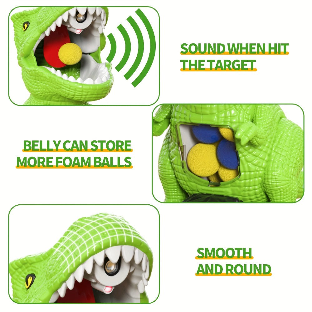 Dinosaur Shooting Game Toy with Sound Light & Spray, Movable Dino Target Launcher Set with Foam Bullets & Goggles for Boys Ki