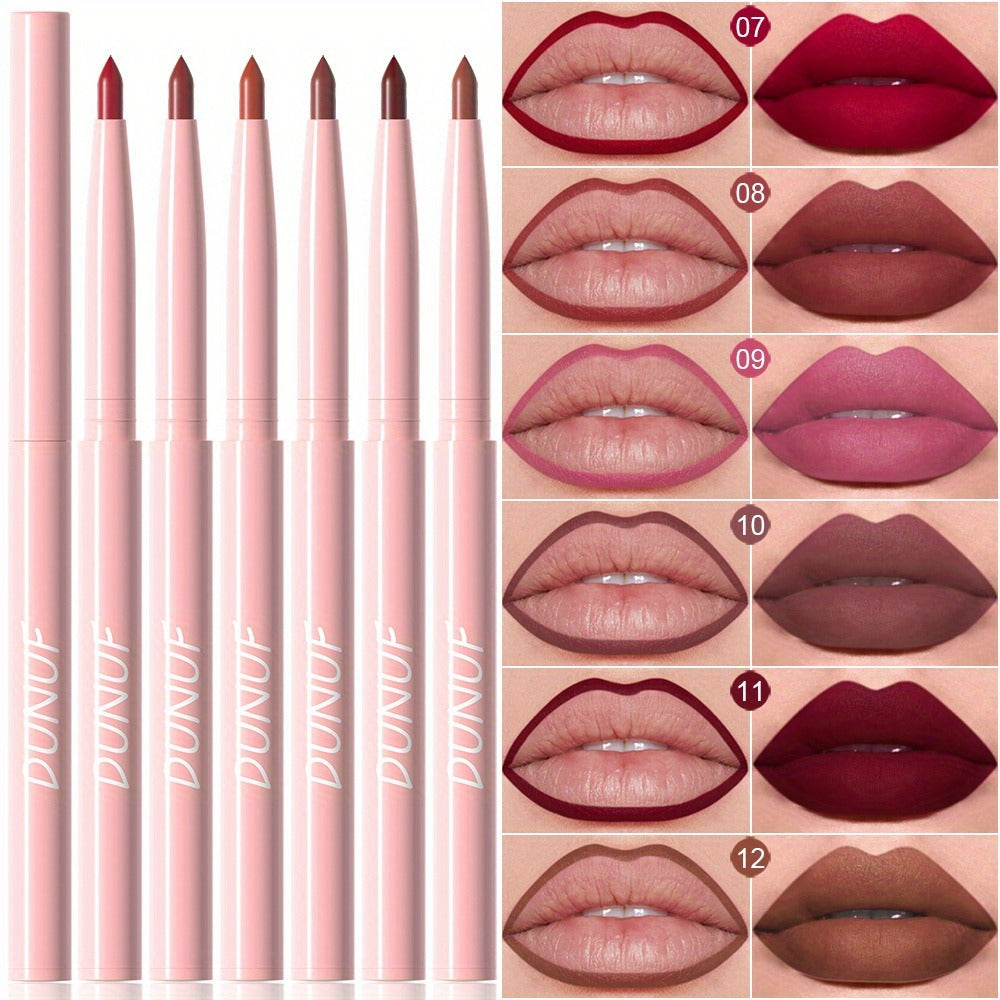 Waterproof Lip Liner Set 12 Pcs 2-in-1 Matte Lipstick Pencil Long Lasting Rich Pigment Smooth Glide Lip Color Kit Nude to Bol