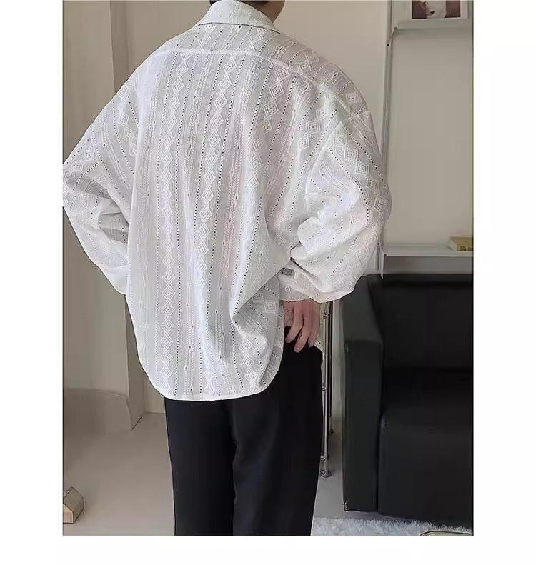 Mens HollowedOut Jacquard Shirt